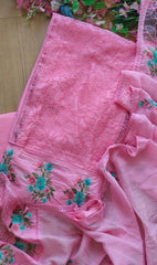 Pure Cotton & Organza Embroidered Un-Stitched Suit Set