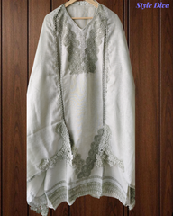 Designer Khadi Cotton Pakistani Crochet Lacing Un-Stitched Suit Set