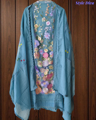 Cotton  Linen  3D Embroidery Patch Work  UnStitched Suit