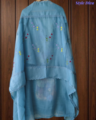 Cotton  Linen  3D Embroidery Patch Work  UnStitched Suit