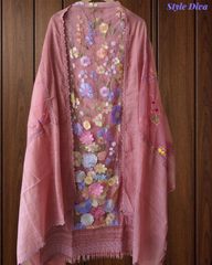 Cotton  Linen  3D Embroidery Patch Work  UnStitched Suit