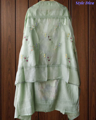 Cotton  Linen  3D Embroidery Patch Work  UnStitched Suit