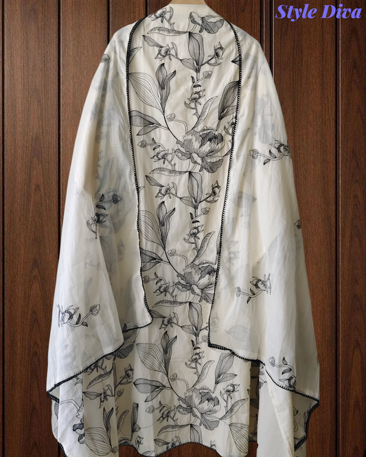 Pure Cotton Thread Embroidered Un-Stitched Daily Wear Suit Set