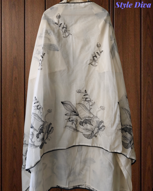 Pure Cotton Thread Embroidered Un-Stitched Daily Wear Suit Set
