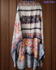 Muslin Digital Printed Semi-Stitched Suit with Crochet Lacing and Zari Highlighting