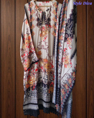 Muslin Digital Printed Semi-Stitched Suit with Crochet Lacing and Zari Highlighting