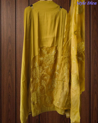 Soft Mul Chanderi Appliqué & Sequence Work Unstitched Suit with Organza Dupatta