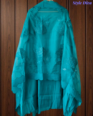 Soft Mul Chanderi Appliqué & Sequence Work Unstitched Suit with Organza Dupatta