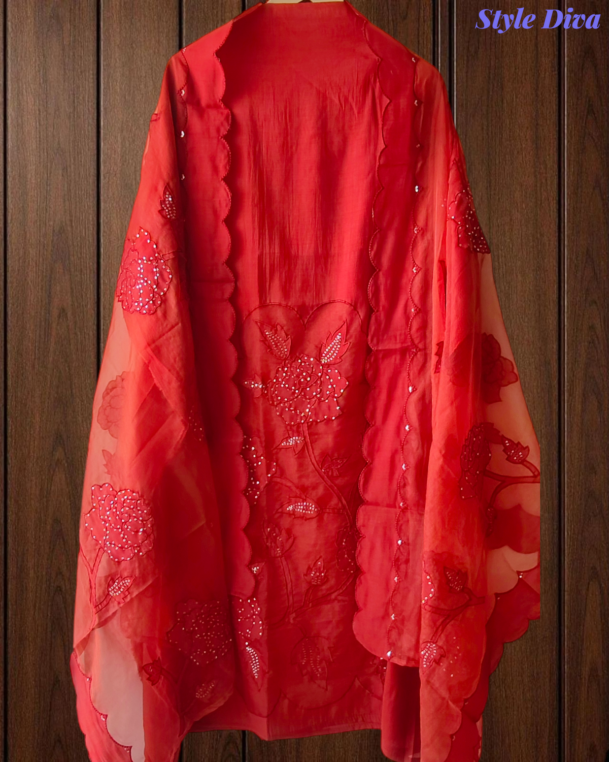 Soft Mul Chanderi Appliqué & Sequence Work Unstitched Suit with Organza Dupatta