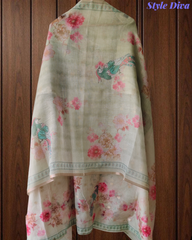 Graceful Kota Digital Print Suit with Highlighting Knot Work