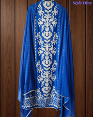 Muslin Digital Print Kurta with Gotta Lacing & Pearl Highlight Unstitched Suit Set