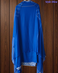 Muslin Digital Print Kurta with Gotta Lacing & Pearl Highlight Unstitched Suit Set