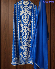 Muslin Digital Print Kurta with Gotta Lacing & Pearl Highlight Unstitched Suit Set