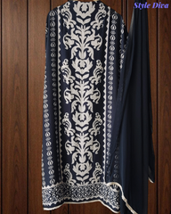 Muslin Digital Print Kurta with Gotta Lacing & Pearl Highlight Unstitched Suit Set