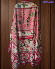 Muslin Digital Print Semi-Stitched Suit with Crochet Lacing & Sequence Cut-Dana Work