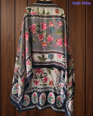 Muslin Digital Print Semi-Stitched Suit with Crochet Lacing & Sequence Cut-Dana Work