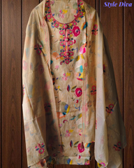 BESTSELLER  cotton  Digital Print Suit with Kashmiri Embroidery & Kota Dupatta and Embroidery Bottom