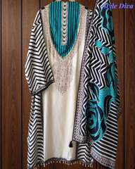 Trending - Muslin Digital Print Semi-Stitched Suit with Mirror Highlighting