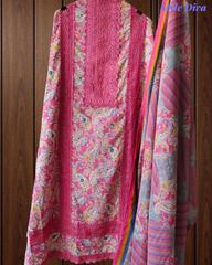 Summer Special - Pure Cotton Printed Unstitched Suit with Crochet Lace Detailing
