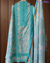 Summer Special - Pure Cotton Printed Unstitched Suit with Crochet Lace Detailing