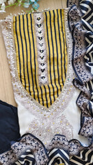 Trending - Muslin Digital Print Semi-Stitched Suit with Mirror Highlighting