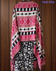 Muslin Digital Print Unstitched Suit with Mirror & Embroidery High-Lighting