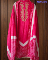 Muslin Digital Print Unstitched Suit with Embroidery & Cut-Dana High-Lighting