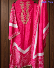 Muslin Digital Print Unstitched Suit with Embroidery & Cut-Dana High-Lighting