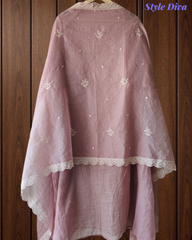 Soft Mul Chanderi Embroidered Unstitched Suit with Faux Mirror High-Lighting