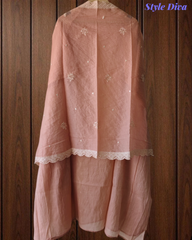 Soft Mul Chanderi Embroidered Unstitched Suit with Faux Mirror High-Lighting