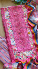 Summer Special - Pure Cotton Printed Unstitched Suit with Crochet Lace Detailing