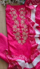 Muslin Digital Print Unstitched Suit with Embroidery & Cut-Dana High-Lighting