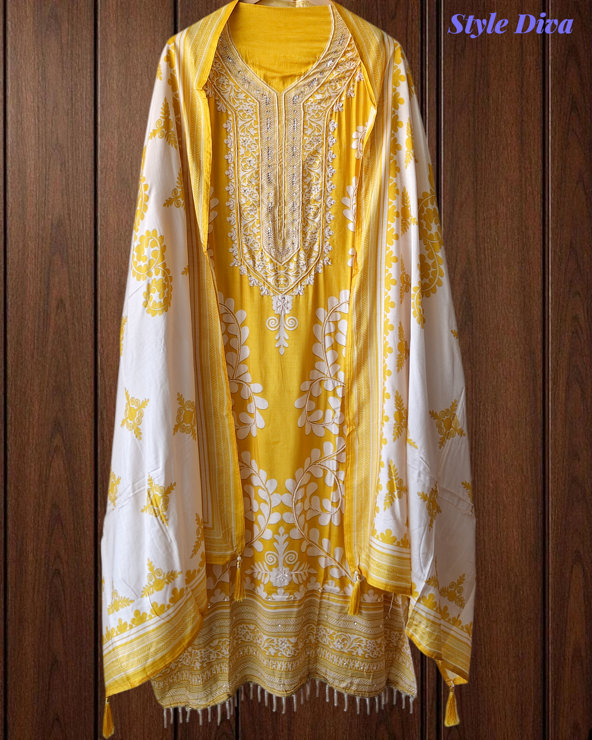 Muslin Digital Print Semi-Stitched Suit with Sequence Highlighting With Muslin Dupatta