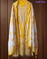 Muslin Digital Print Semi-Stitched Suit with Sequence Highlighting With Muslin Dupatta