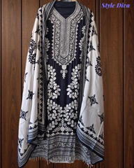 Muslin Digital Print Semi-Stitched Suit with Sequence Highlighting With Muslin Dupatta