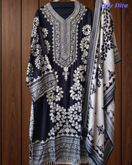 Muslin Digital Print Semi-Stitched Suit with Sequence Highlighting With Muslin Dupatta