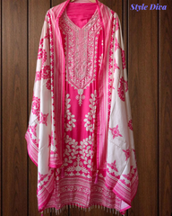 Muslin Digital Print Semi-Stitched Suit with Sequence Highlighting With Muslin Dupatta