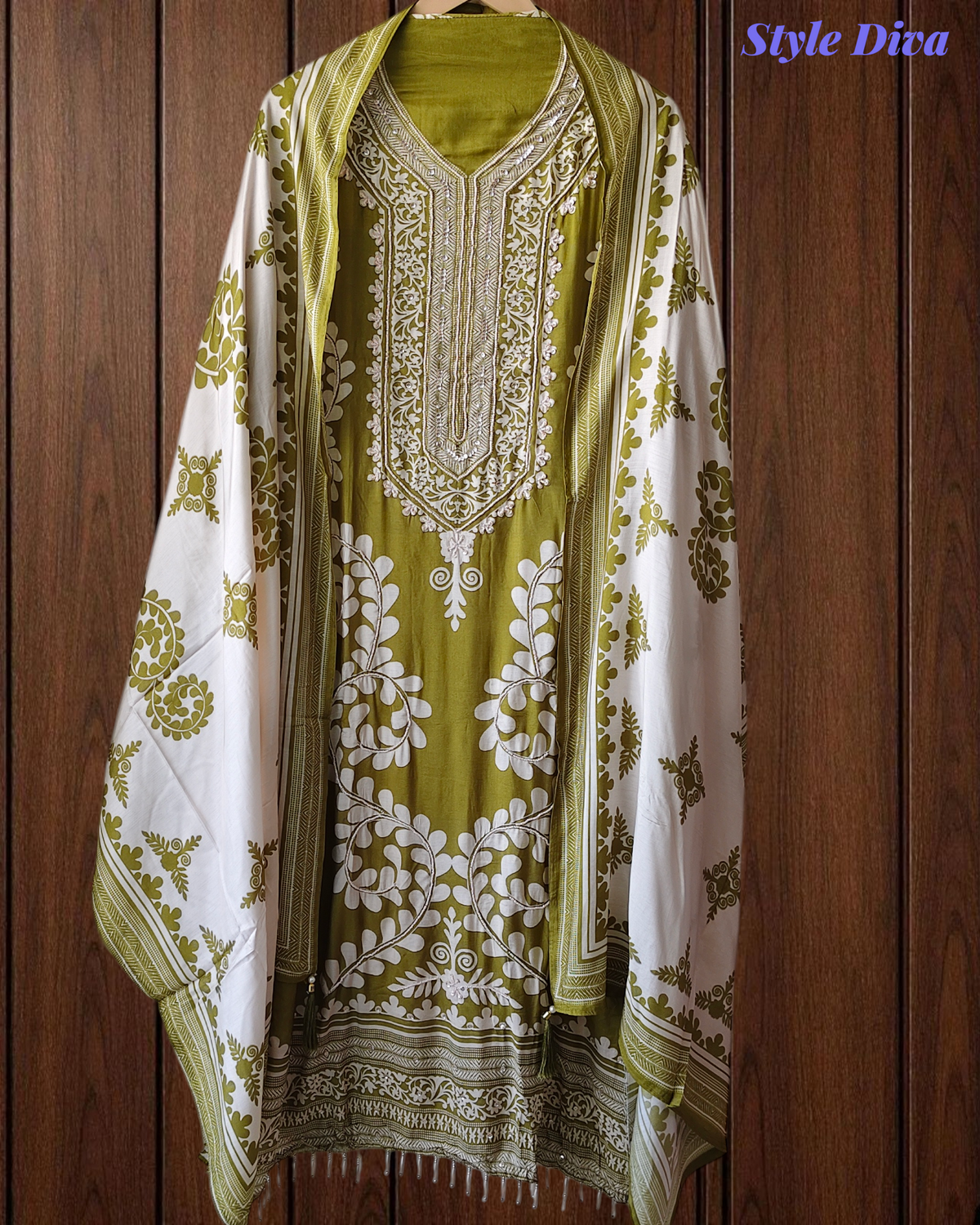 Muslin Digital Print Semi-Stitched Suit with Sequence Highlighting With Muslin Dupatta
