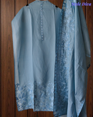 Soft Organza Embroidered Un-Stitched Party Wear Suit with Organza Dupatta