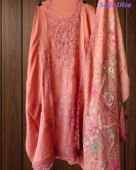 Premium Georgette Embroidered Unstitched Suit With Digital Print Dupatta