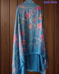 Premium Georgette Embroidered Unstitched Suit With Digital Print Dupatta