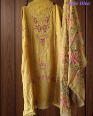 Premium Georgette Embroidered Unstitched Suit With Digital Print Dupatta