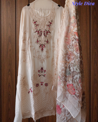 Premium Georgette Embroidered Unstitched Suit With Digital Print Dupatta