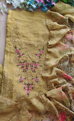 Premium Georgette Embroidered Unstitched Suit With Digital Print Dupatta