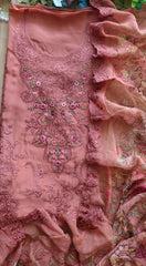 Premium Georgette Embroidered Unstitched Suit With Digital Print Dupatta