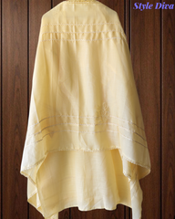 Cotton Linen Pakistani Style Crochet Lacing Semi-Stitched Suit with Linen Dupatta