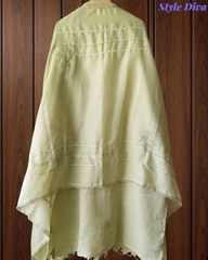 Cotton Linen Pakistani Style Crochet Lacing Semi-Stitched Suit with Linen Dupatta