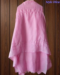 Cotton Linen Pakistani Style Crochet Lacing Semi-Stitched Suit with Linen Dupatta