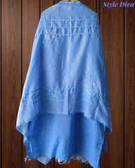 Cotton Linen Pakistani Style Crochet Lacing Semi-Stitched Suit with Linen Dupatta