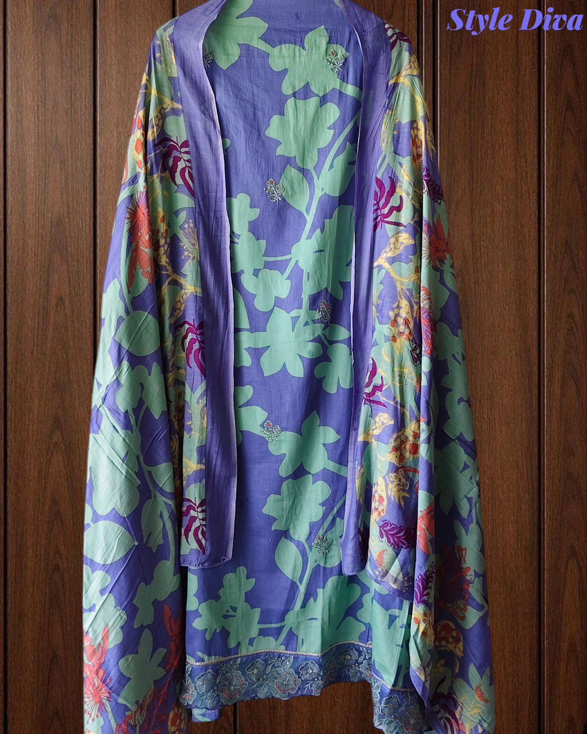 Pure Cotton Printed Embroidered Un-Stiched Suit with Mul Cotton Digital Print Dupatta